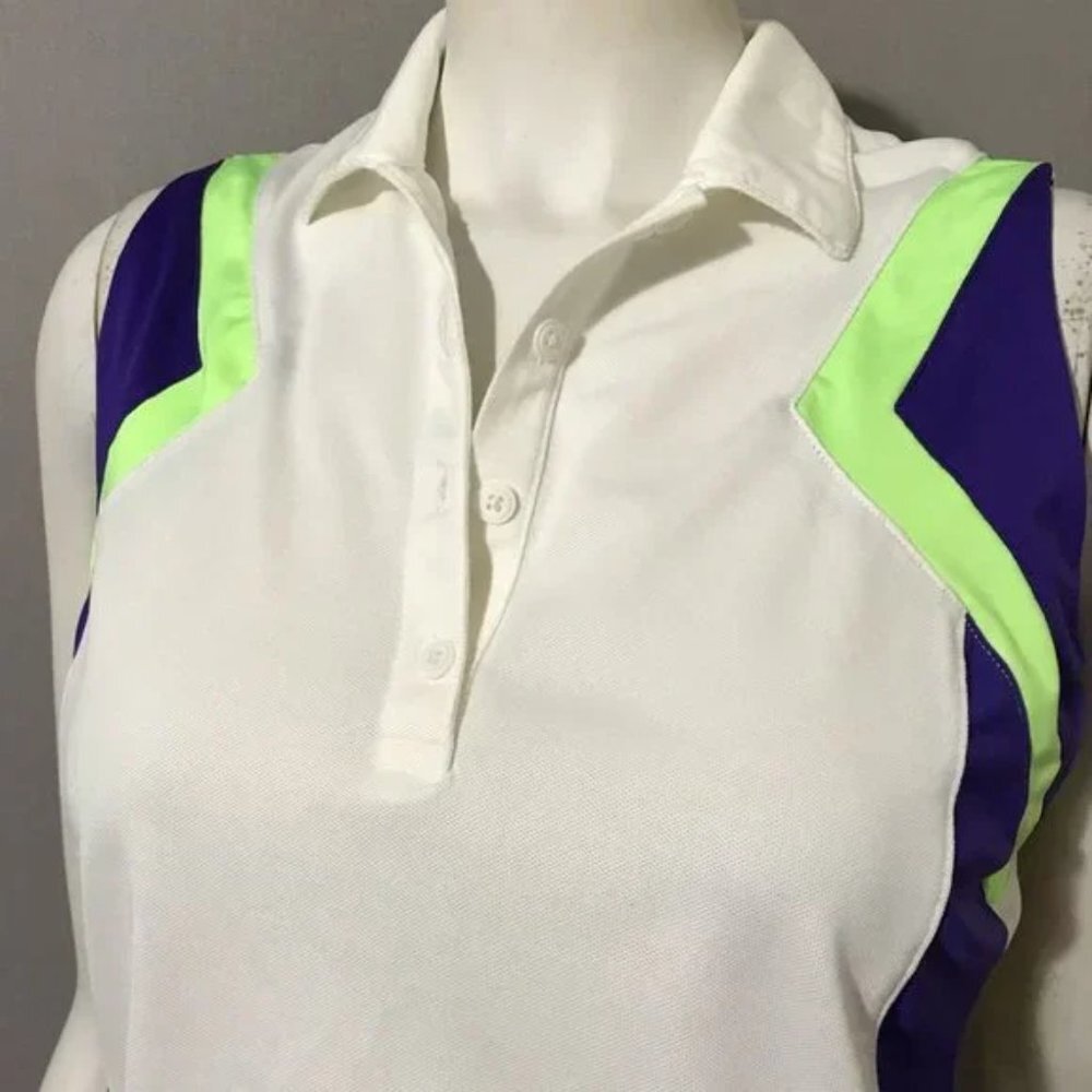 SOLDāāā Sport Womens Golf White Sleeveless Top Sz-Small - Picture 3 of 9